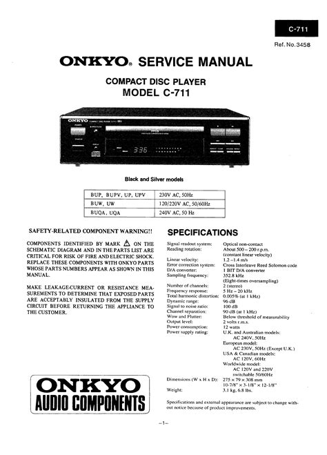 Service Manual for ONKYO C-711 - Download