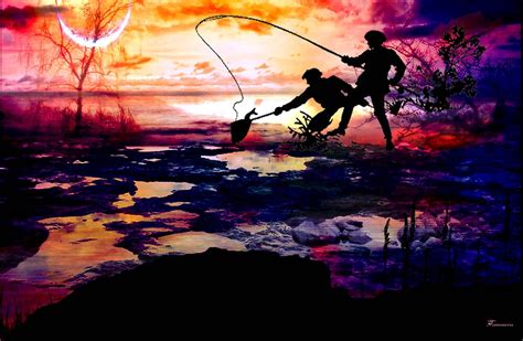 Fishing And Bonding At Dusk By Tammera Redbubble