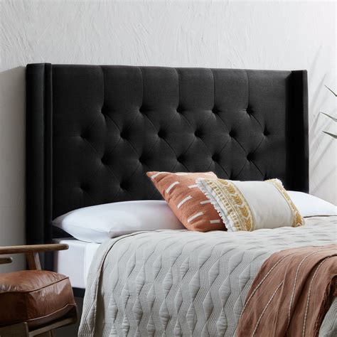 Rest Haven Linen Inspired Diamond Tufted Wingback Upholstered Headboard