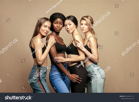 Multi Ethnic Group Womans Diffrent Types Stock Photo