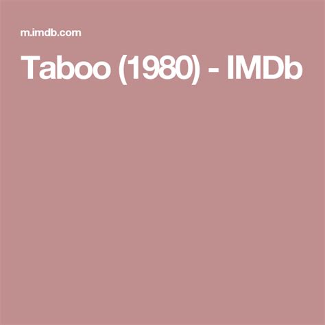 Pin On Taboo 1980