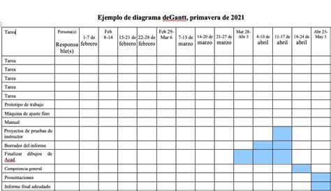 Diagrama Gantt Word