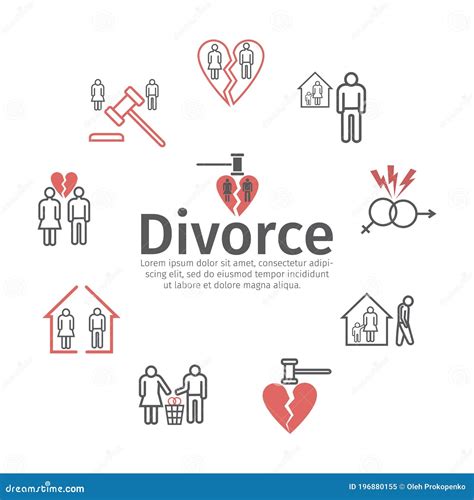 Divorce Line Icons Vector Signs For Web Graphics Stock Vector