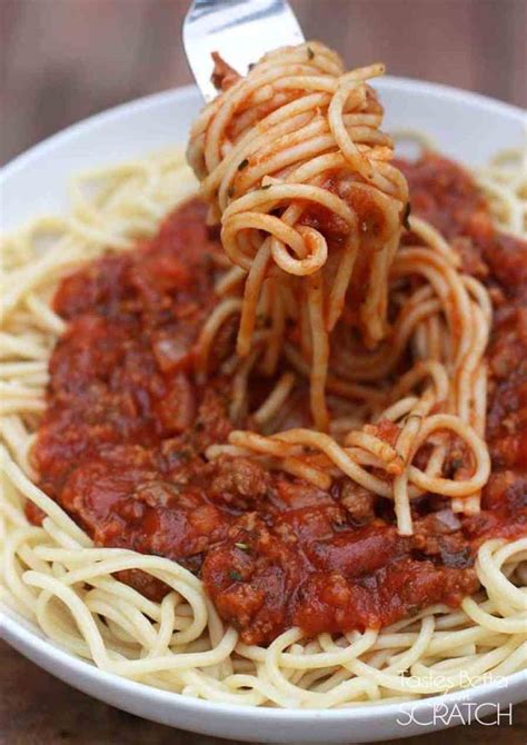 Tomato sauce for spaghetti goes by different names and can actually be made many different ways, with or without meat, and with a variety of ingredients. Homemade Spaghetti Sauce | - Tastes Better From Scratch