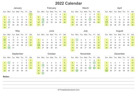 14 Calendar 2022 With Holidays Printable Pics All In Here 2022