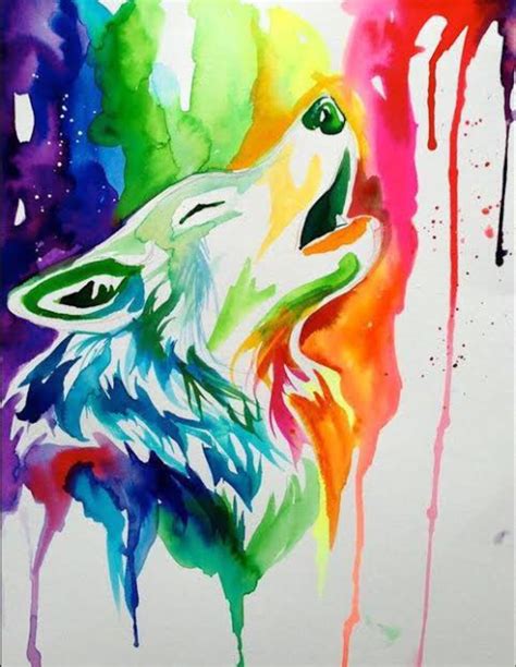 Rainbow Wolf Painting Rrainboweverything
