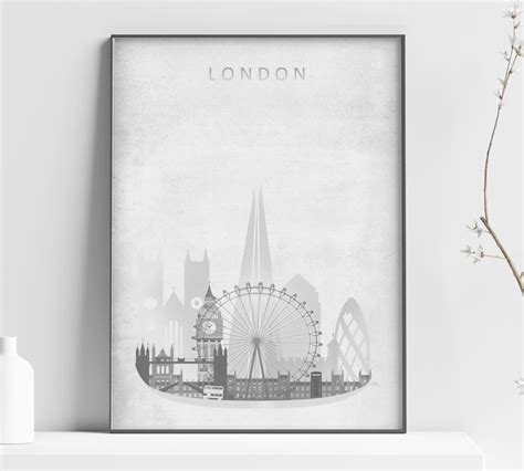 London Skyline Art Watercolor London Poster London Etsy