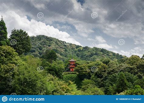 The Beautiful Red Pagoda In The Kiyomizu Dera Temple Stock Photo