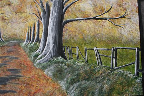 Autumn Fall Path Painting 72 X 36 Etsy