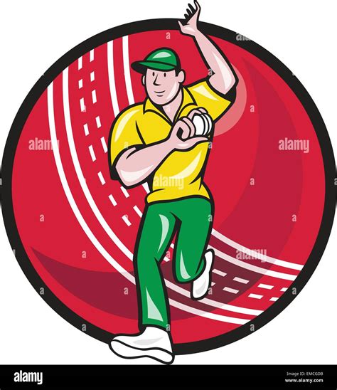Cricket Fast Bowler Bowling Ball Front Cartoon Stock Vector Image And Art