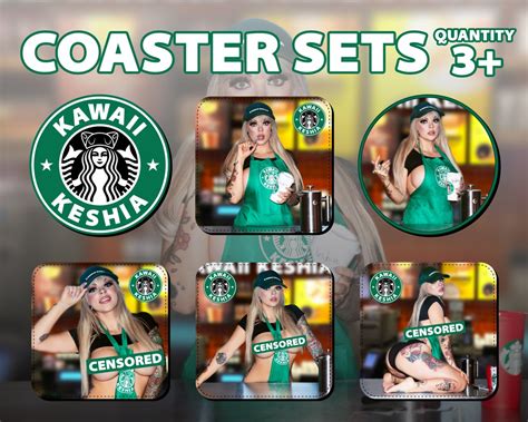 Kawaii Keshia Coaster Sets Various Drinks Cup Mats Nsfw Sexy Etsy