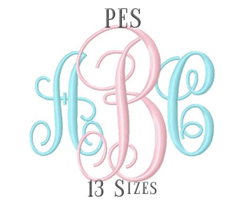 13 Size Pes Fonts Interlocking Monogram Embroidery Fonts Embroidery