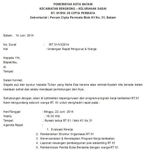 Contoh surat undangan tidak resmi. Contoh Surat Undangan Rapat Rt Word - Sample Surat Undangan