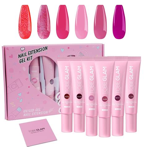 TOBEGLAM Poly Nail Gel Tube 6 Farben Nagelgel Set Gel Nägel