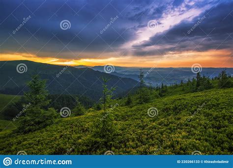 Amazing Mountains Scenery Stunning Summer Dawn Landscape Hills Of