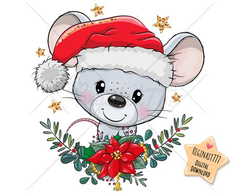 Cute Cartoon Mouse Christmas Mouse Christmas Drawing Christmas Art
