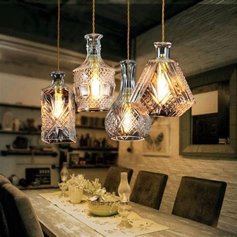 Decanter Glass Bottle Pendant Light Ceiling Lights Lamp Shade Vintage