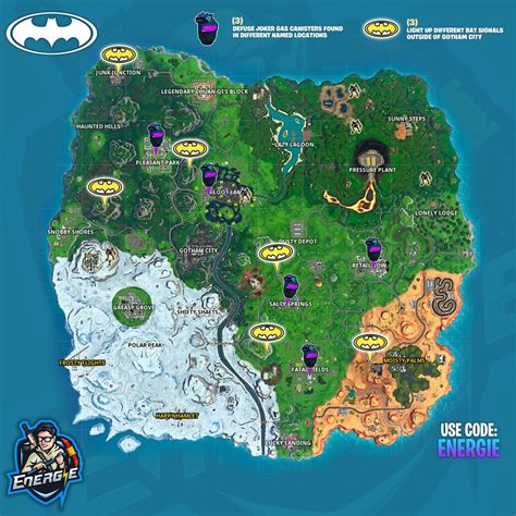 Fortnite Selamat Datang Di Peta Lembar Tantangan Kota Gotham Lokasi