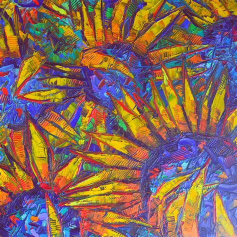 Vibrant Sunflowers Floral Art Impressionism Impasto