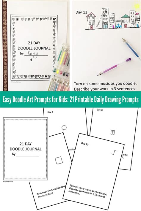 Easy Doodle Art Prompts For Kids 21 Printable Daily Doodle Prompts
