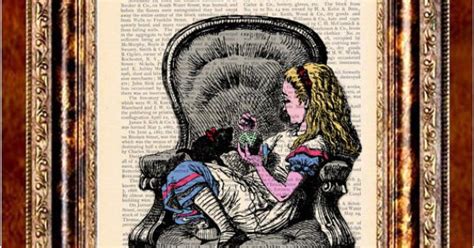 Alice In Wonderland Art Print On Antique 1800s Book Page Or Dictionary