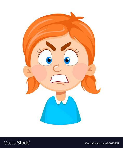 Face Expression Cute Little Girl Angry Vector Image On Vectorstock