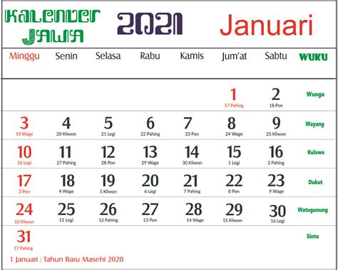 Download free kalender bali 3.4.9 for your android phone or tablet, file size: Kalender Tahun 2021 Bulan Januari