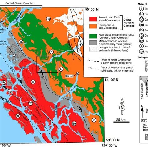 Simplified Geologic Map Of The Central Coast Mountains
