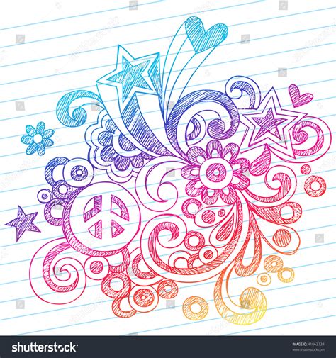 Handdrawn Abstract Sketchy Notebook Doodles Peace Stock