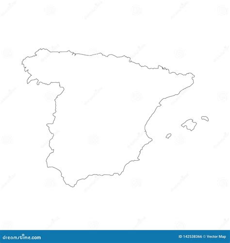 Vector Map Spain Isolated Vector Illustration Black On White