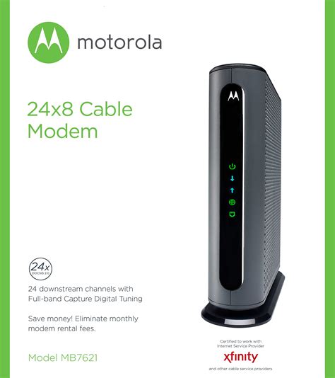Get free shipping on modems for select one of these possible spectrum approved modems today and stop paying up to $600 every 5 years. MOTOROLA 24x8 Cable Modem, Model MB7621, DOCSIS 3.0 ...