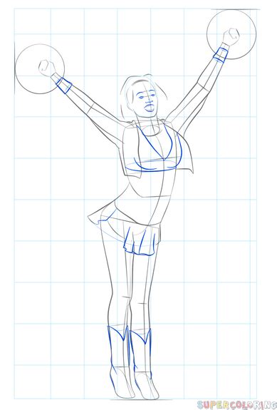 How To Draw A Cheerleader Step By Step Drawing Tutorials