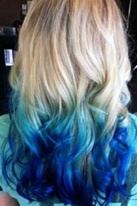 One of the best qualities of dip dyed hair is that regardless of whether you have blonde or brown hair, there is a hot color that. Blonde hair with light and dark blue ends | Hair styles ...
