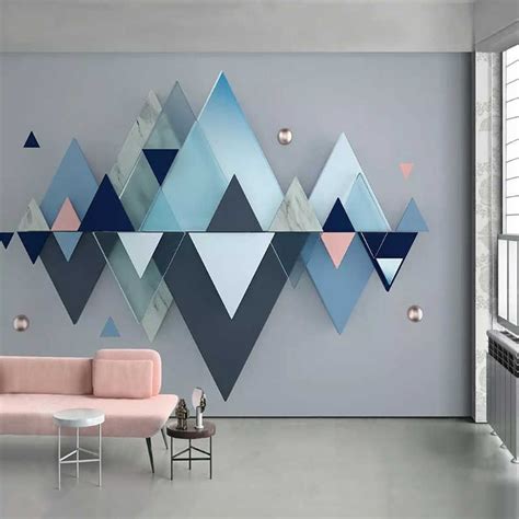Custom 3d Wallpaper Blue Geometric Pattern Tv Background Wall Murals