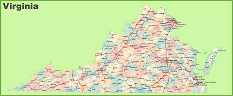 Map Of Virginia Showing County With Cities And Road Highways 8dc