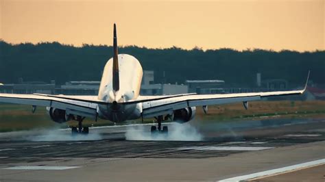 Plane Landing At Sunset Stock Video Motion Array