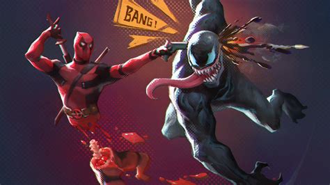 Deadpool Vs Venom Art Wallpaper 4k
