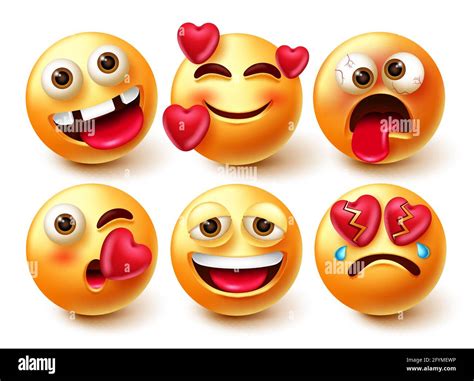 Emoji Smileys Vector Character Set Smiley 3d Emoticon With Crazy In