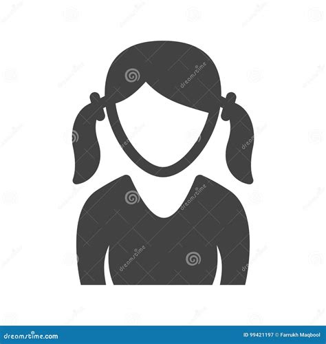 Girl In Two Ponytails Stock Vector Illustration Of Design 99421197