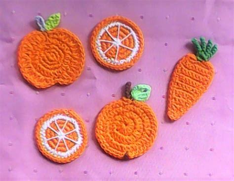 Sewing And Needlecraft Orange Crochet Fruit Appliquu00e9s Crocheted