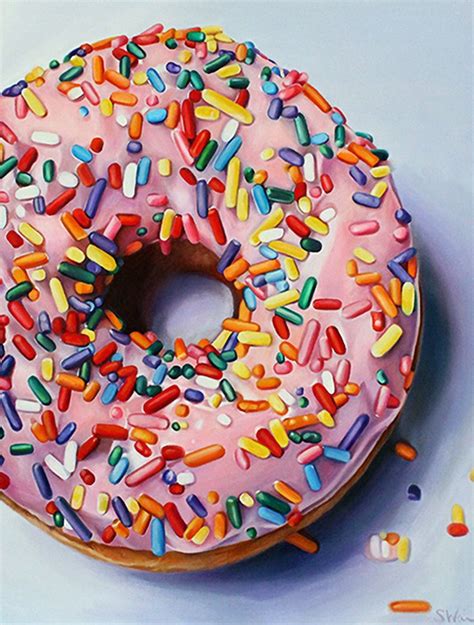 Donut With Pink Icing Sarah E Wain Oil On Canvas Painting