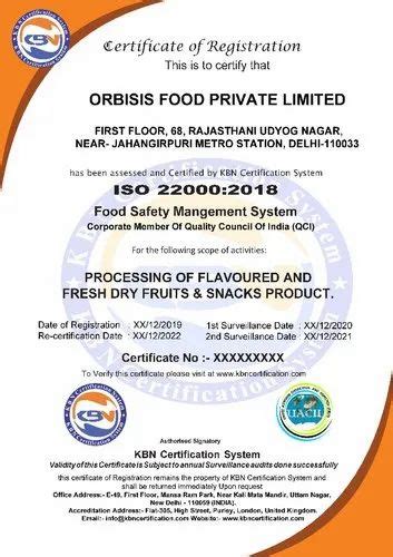 Iso 22000 Food Safety Management System New Certification Rs 1 Pair