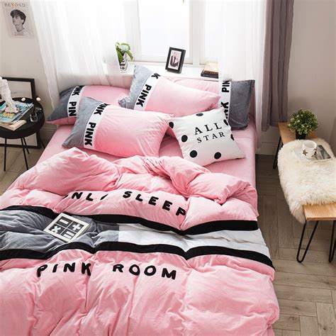 See more ideas about pink bedding, victoria secret bedding, victoria secret bedroom. Victoria's Secret Pink Embroidery Flannel Bedding Set ...