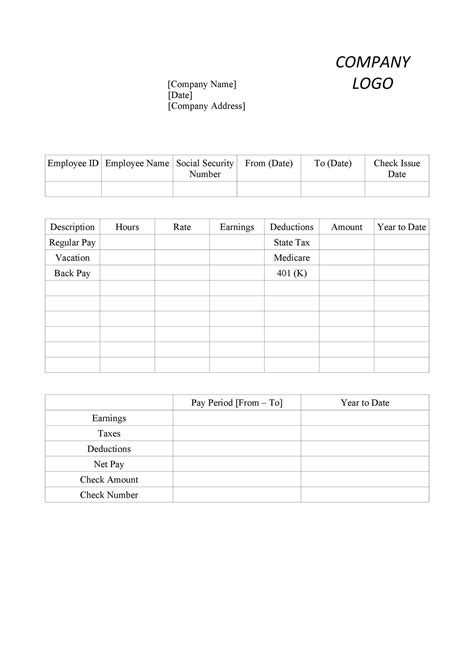 Pay Stub Template Word Document Free ~ Excel Templates