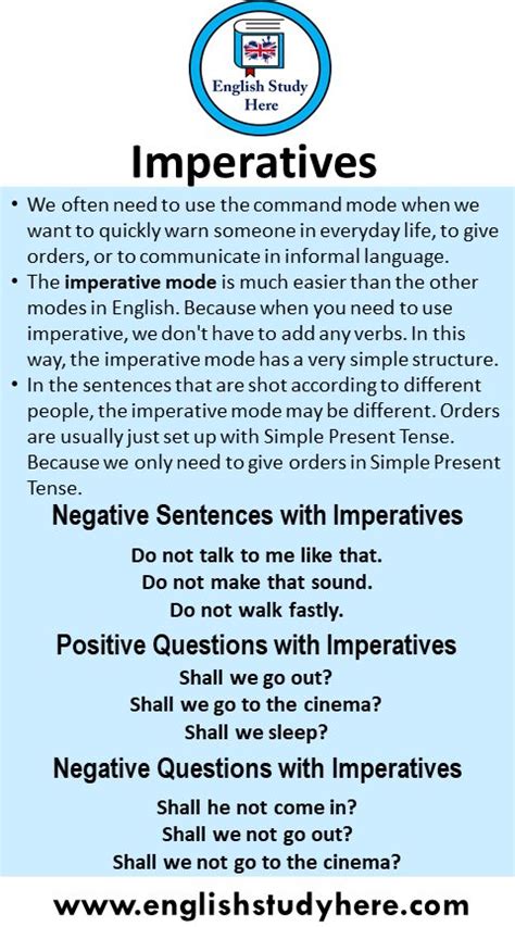 Imperatives In English 9 Positive Negative And Question Imperative