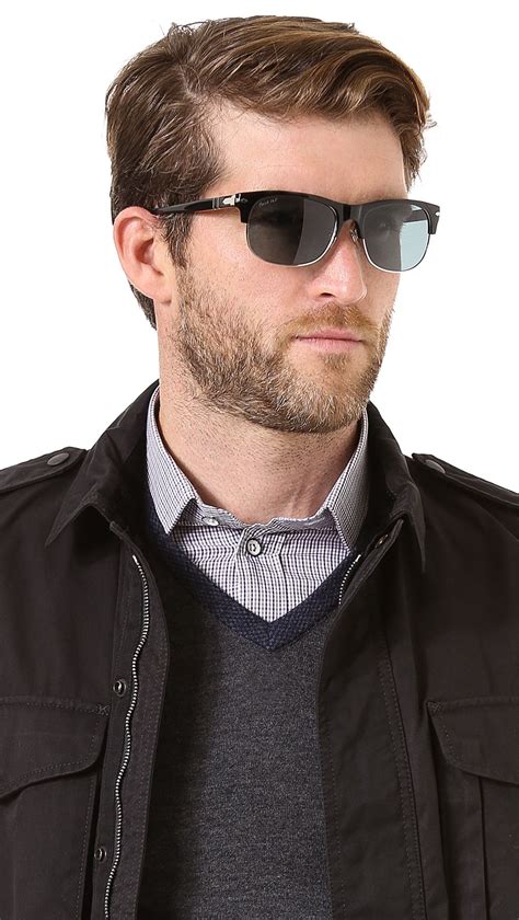 Persol Clubmaster Polarized Sunglasses In Black For Men Lyst