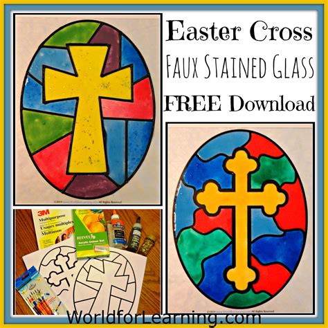 Free Easter Cross Faux Stained Glass Blessed Beyond A Doubt