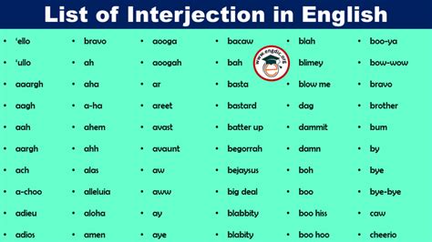 A List Of Interjection In English Infographics And Pdf Engdic