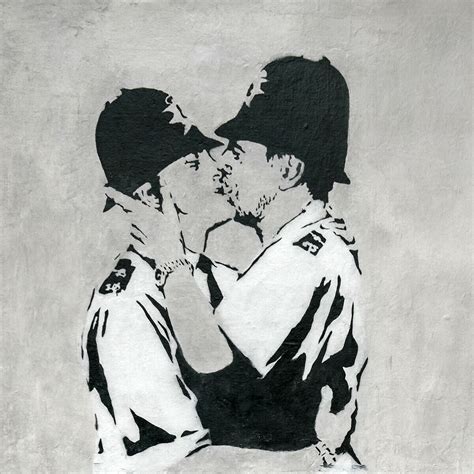 Banksy Kissing Coppers CANVAS Or PRINT WALL ART Walmart Com