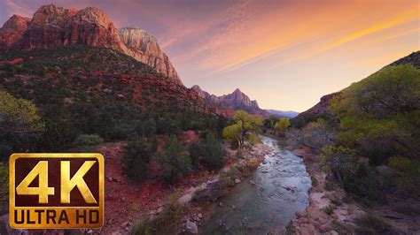 Virgin River At Zion National Park 4k Relax Video